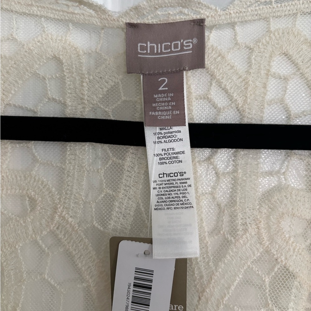 Chico's Cream Lace Cardigan Size 2. NWT - Picture 3 of 4